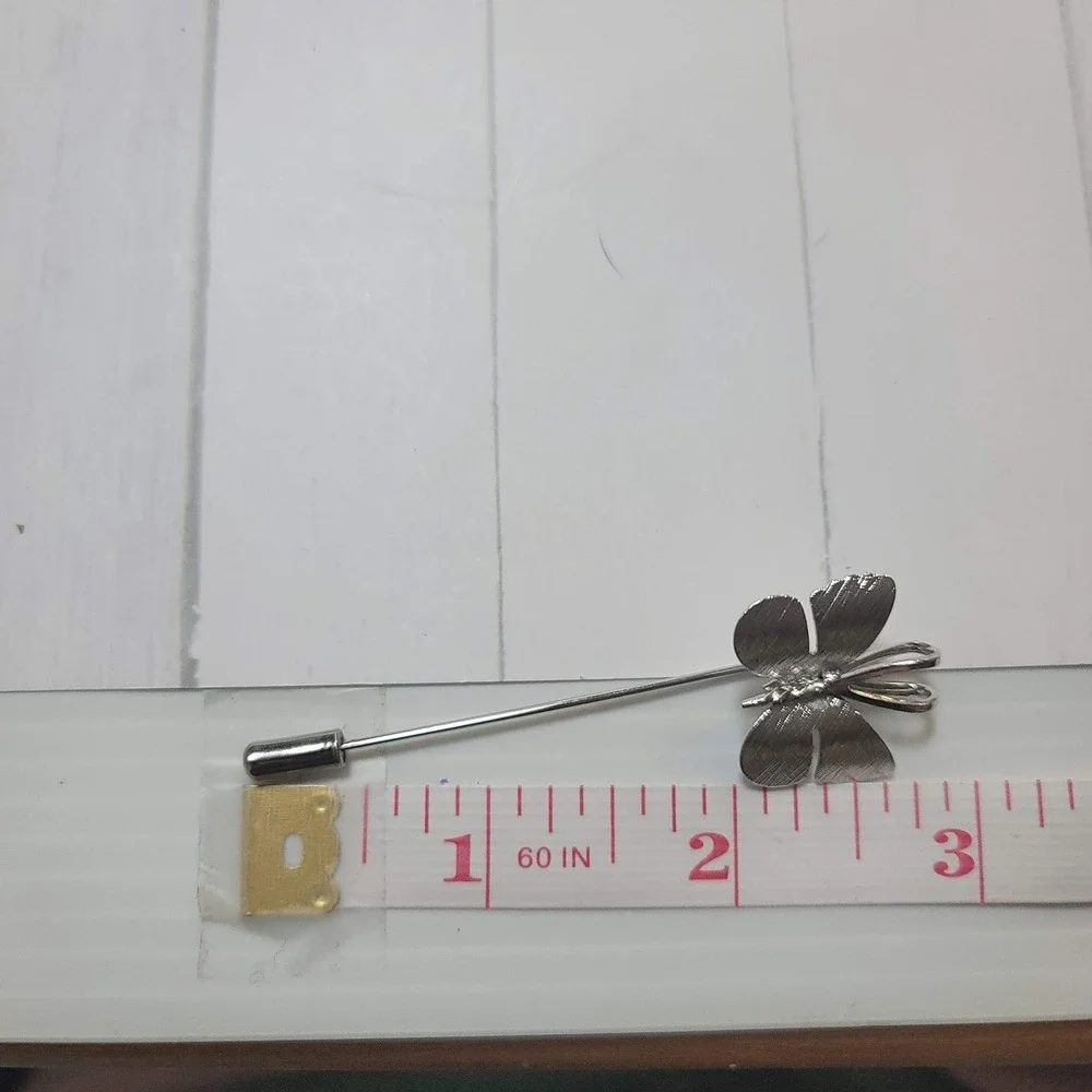 Vintage Danecraft Sterling Silver Butterfly Stick‎ Pin Textured Lapel Brooch